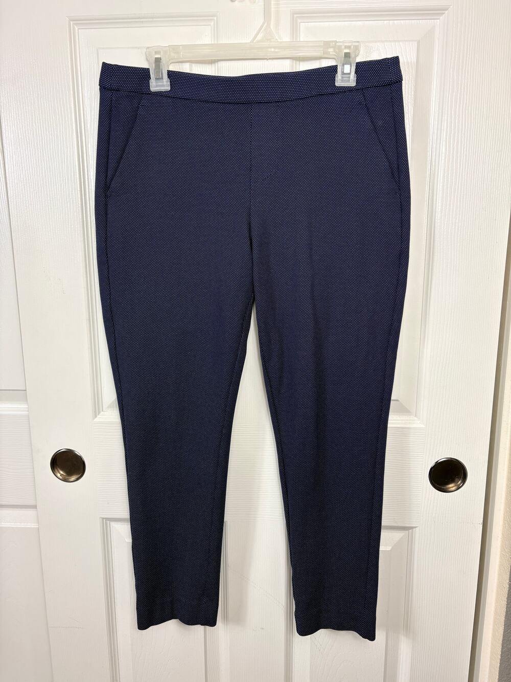 Liverpool Ponte Knit Stretch Pants Trousers Navy Polka Dot Size 8/29